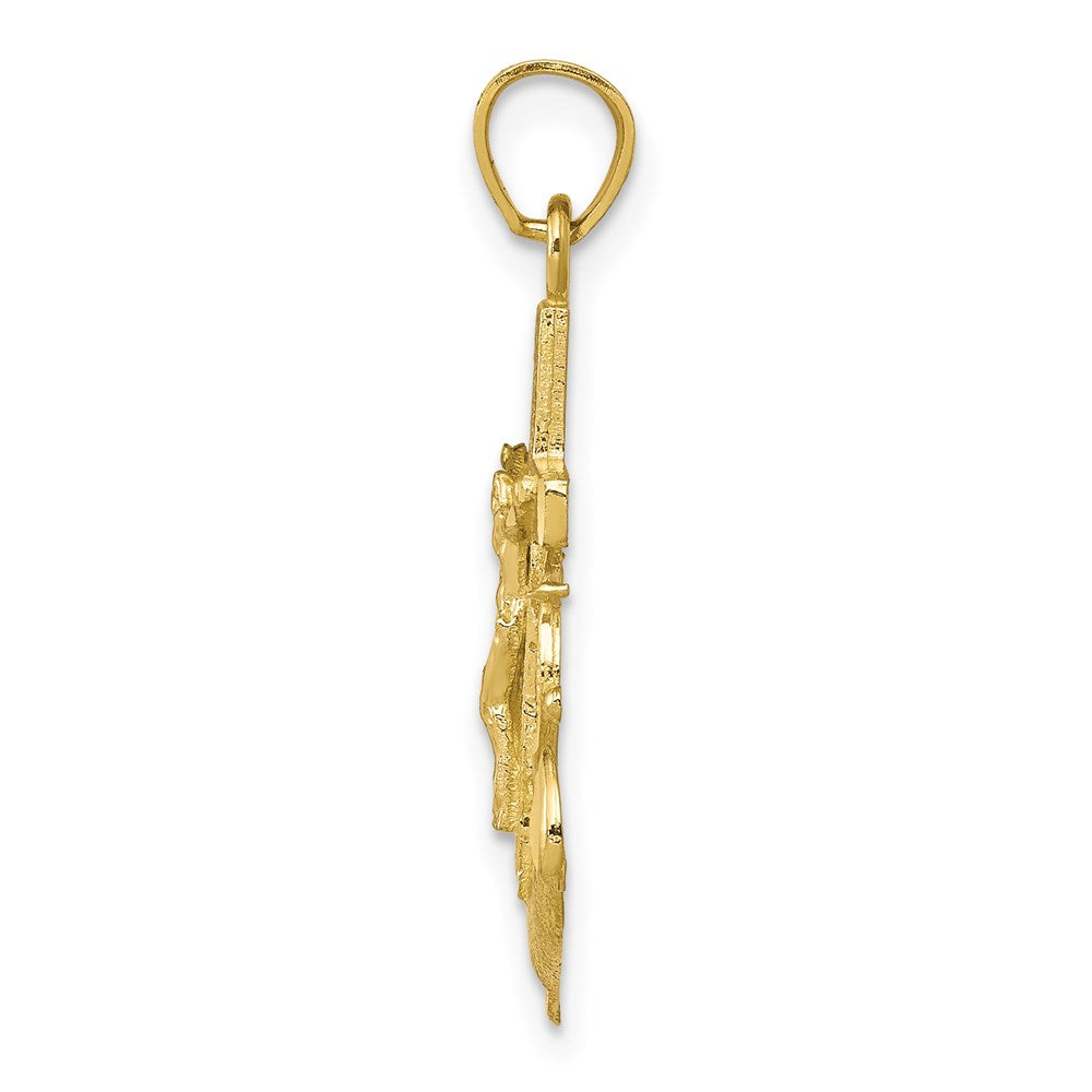 Million Charms 10K Yellow Gold Themed Mariner Relgious Crucifix Pendant