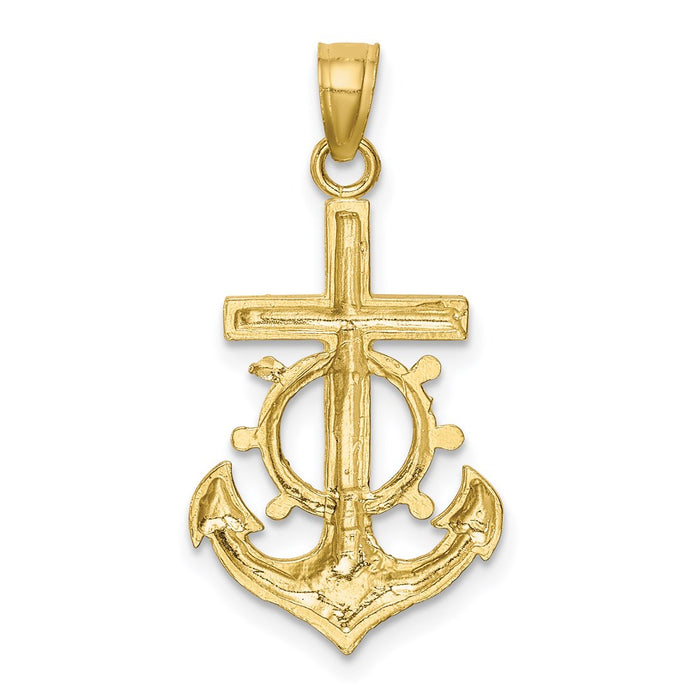 Million Charms 10K Yellow Gold Themed Mariner Relgious Crucifix Pendant
