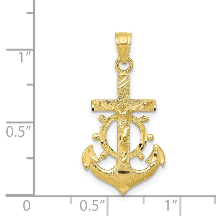 Million Charms 10K Yellow Gold Themed Mariner Relgious Crucifix Pendant