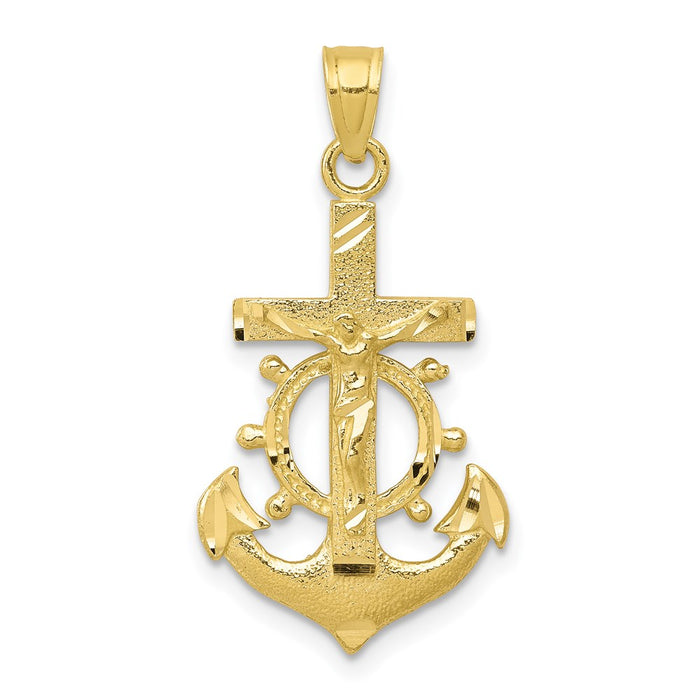 Million Charms 10K Yellow Gold Themed Mariner Relgious Crucifix Pendant