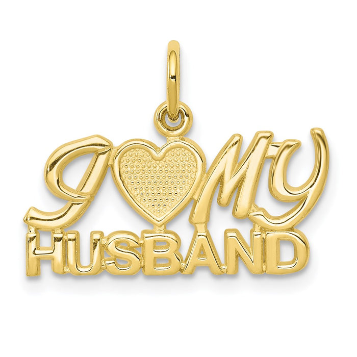 Million Charms 10K Yellow Gold Themed I Love My Husband Charm