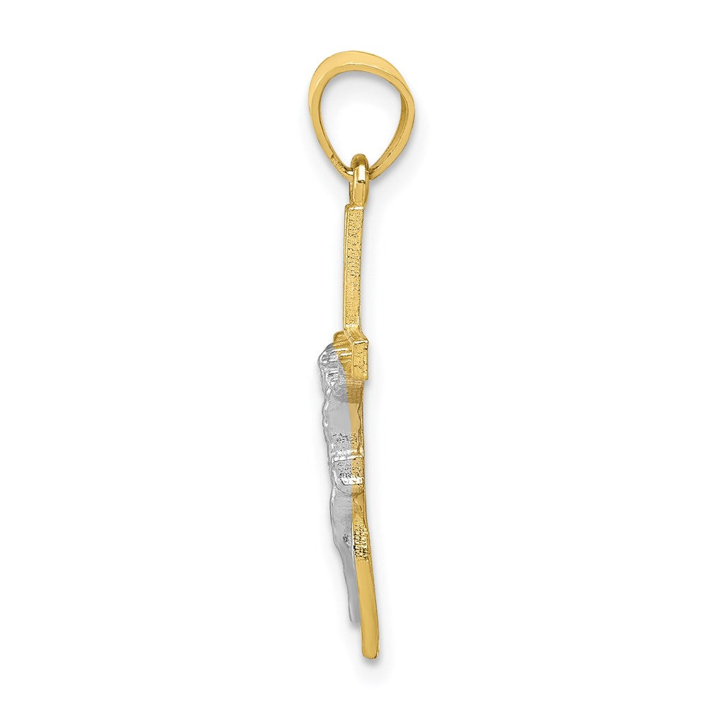Million Charms 10K Yellow Gold Themed, Rhodium-plated Relgious Crucifix Pendant