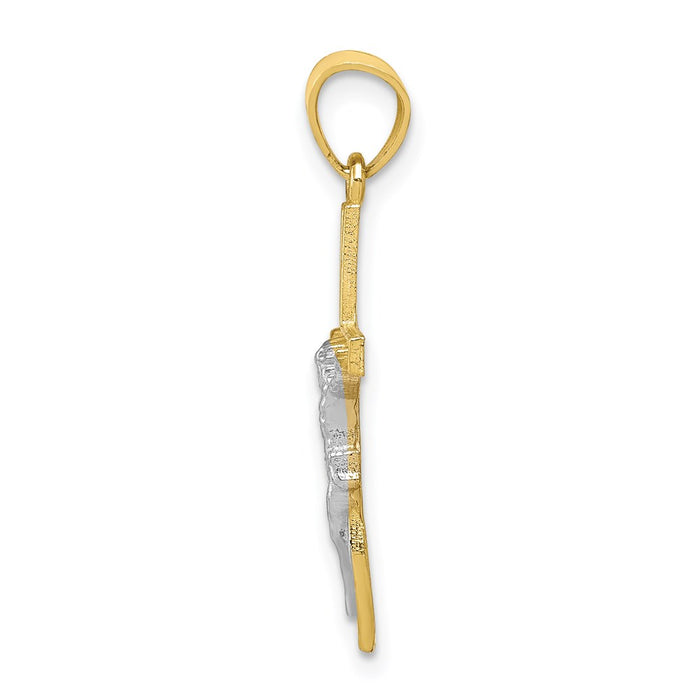 Million Charms 10K Yellow Gold Themed, Rhodium-plated Relgious Crucifix Pendant