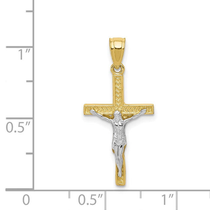 Million Charms 10K Yellow Gold Themed, Rhodium-plated Relgious Crucifix Pendant