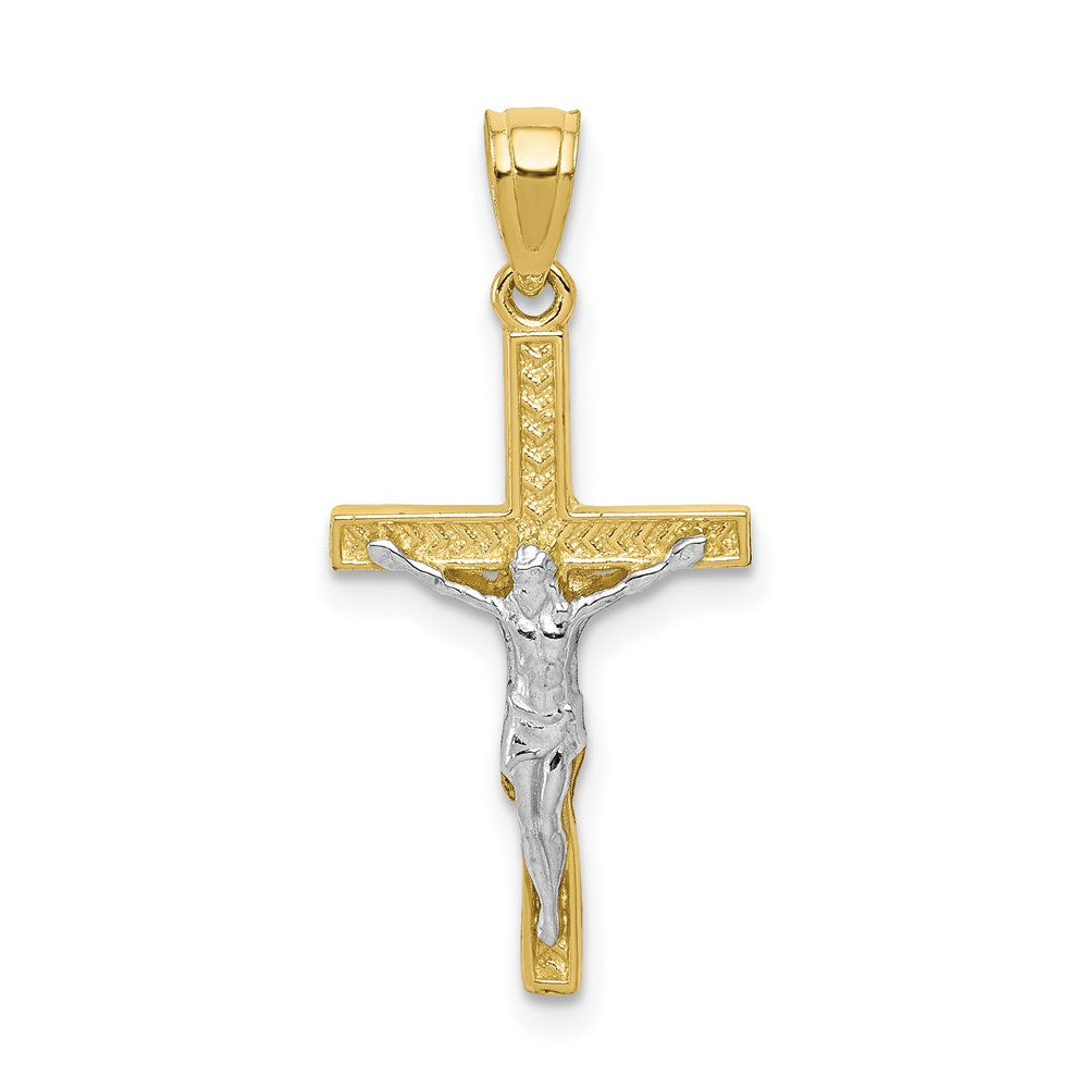 Million Charms 10K Yellow Gold Themed, Rhodium-plated Relgious Crucifix Pendant