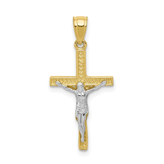 Million Charms 10K Yellow Gold Themed, Rhodium-plated Relgious Crucifix Pendant