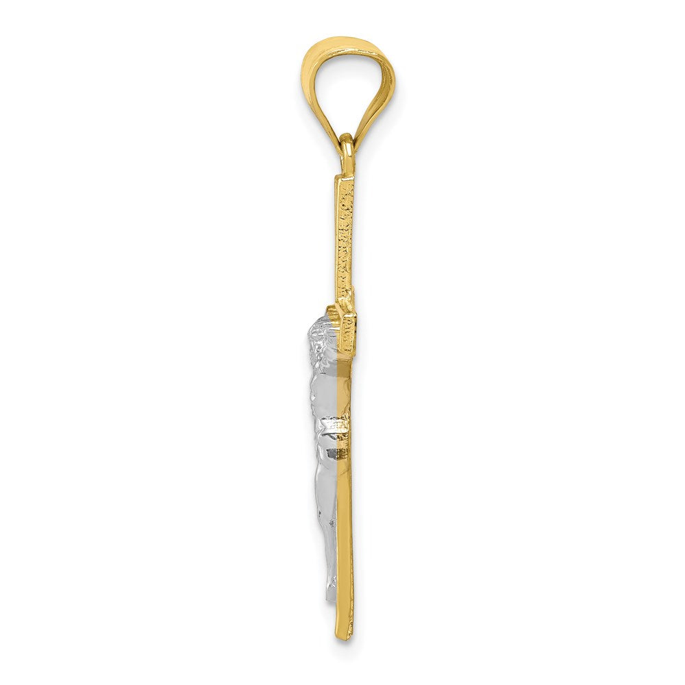 Million Charms 10K Yellow Gold Themed, Rhodium-plated Relgious Crucifix Pendant