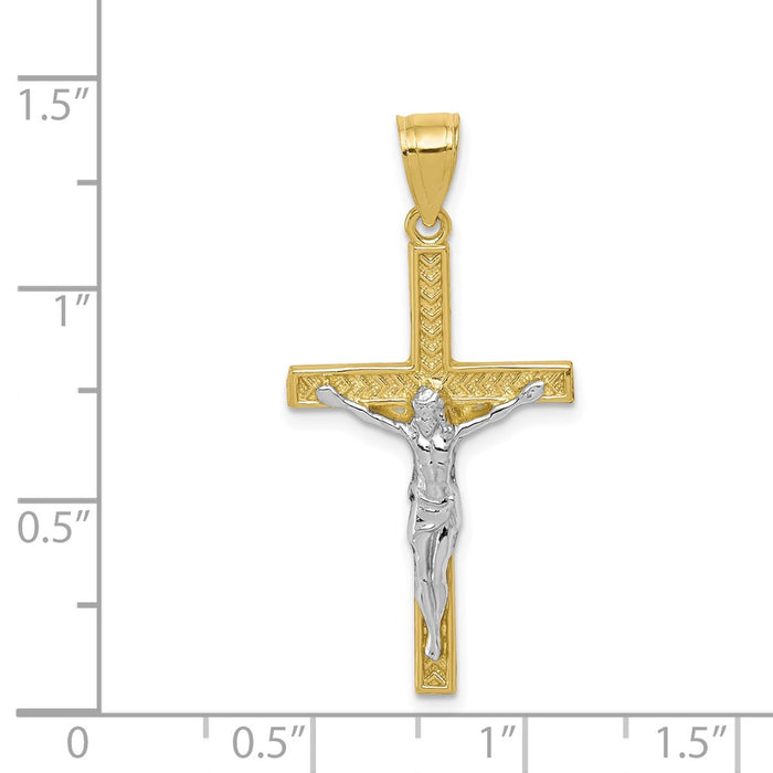 Million Charms 10K Yellow Gold Themed, Rhodium-plated Relgious Crucifix Pendant