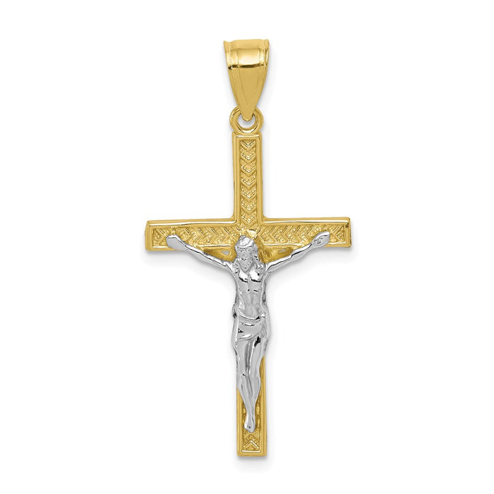 Million Charms 10K Yellow Gold Themed, Rhodium-plated Relgious Crucifix Pendant