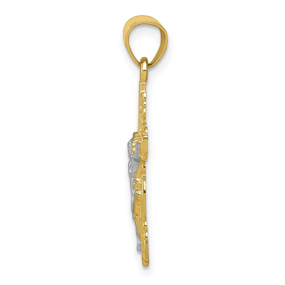 Million Charms 10K Yellow Gold Themed, Rhodium-plated Relgious Crucifix Pendant