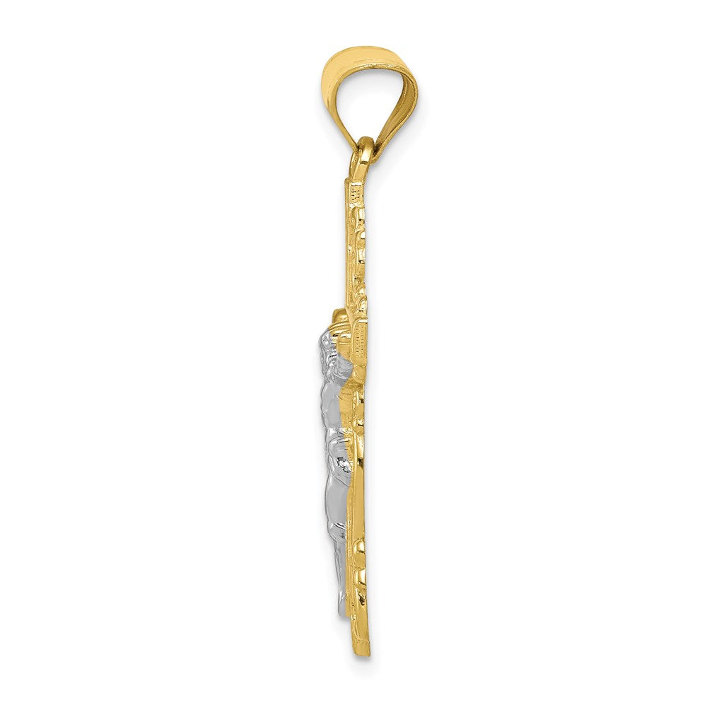 Million Charms 10K Yellow Gold Themed, Rhodium-plated Relgious Crucifix Pendant