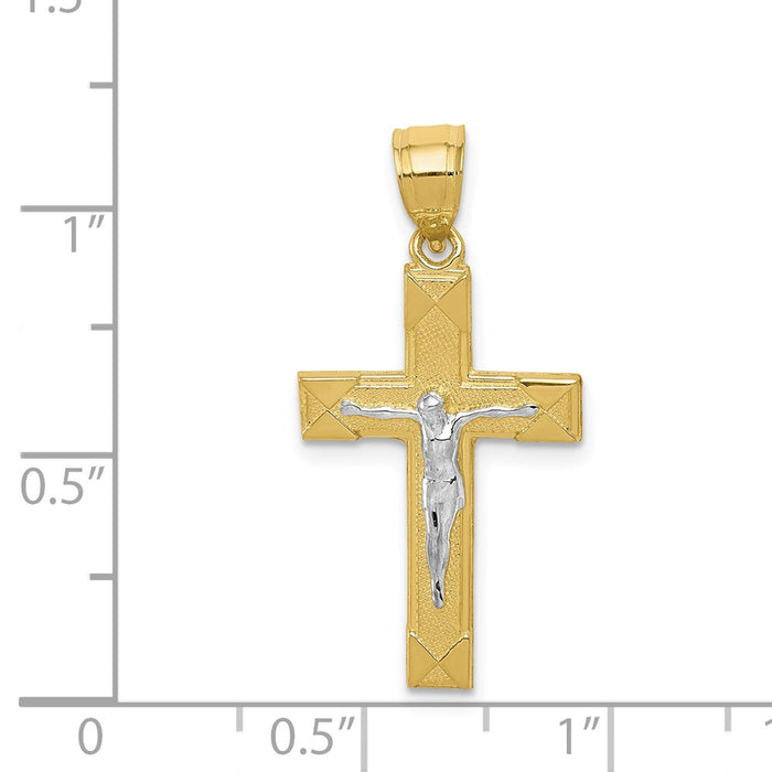 Million Charms 10K Yellow Gold Themed, Rhodium-plated Relgious Crucifix Pendant