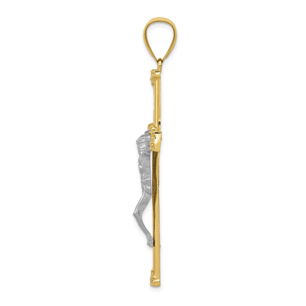 Million Charms 10K Yellow Gold Themed & Rhodium-plated (Cubic Zirconia) CZ Relgious Crucifix Pendant