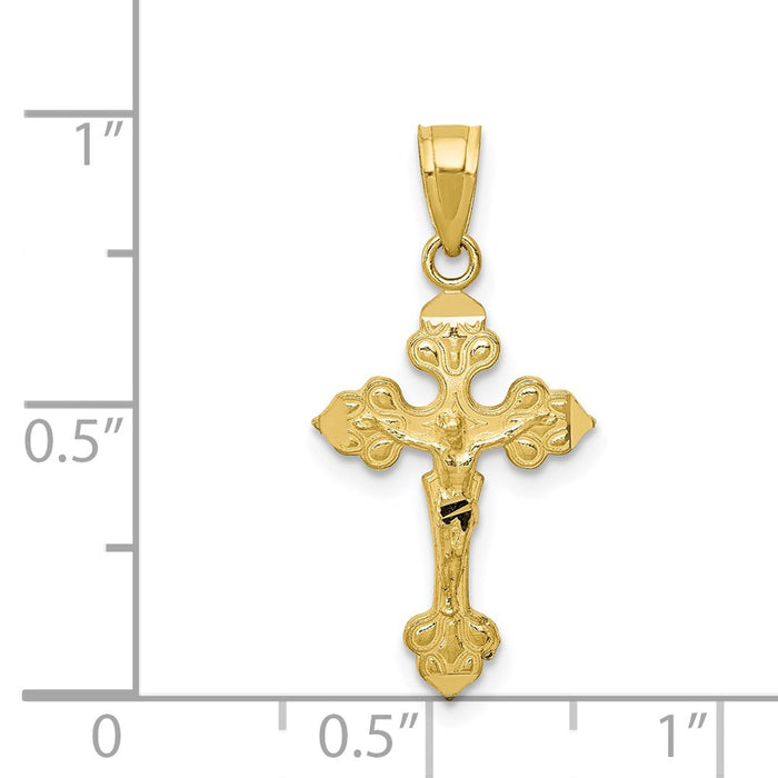 Million Charms 10K Yellow Gold Themed Relgious Crucifix Pendant