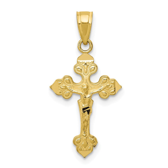 Million Charms 10K Yellow Gold Themed Relgious Crucifix Pendant