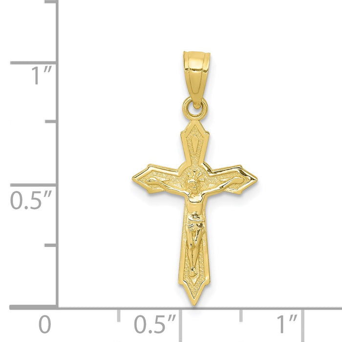 Million Charms 10K Yellow Gold Themed Relgious Crucifix Pendant