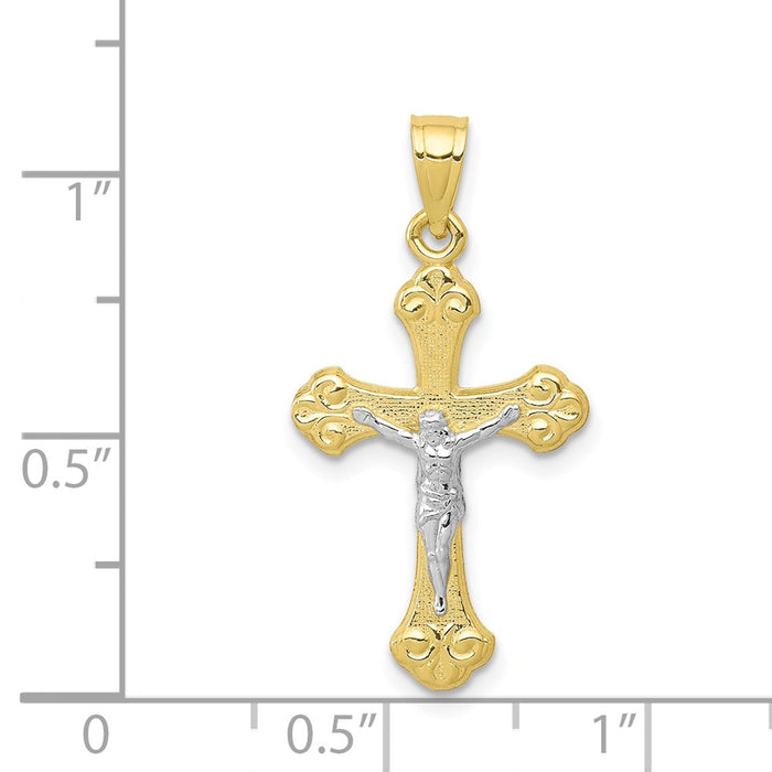 Million Charms 10K Yellow Gold Themed, Rhodium-plated Relgious Crucifix Pendant