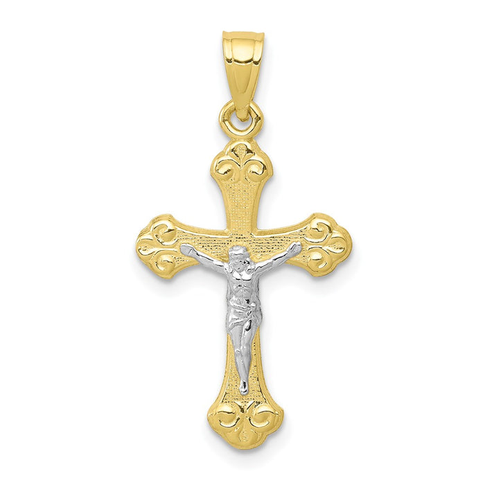 Million Charms 10K Yellow Gold Themed, Rhodium-plated Relgious Crucifix Pendant