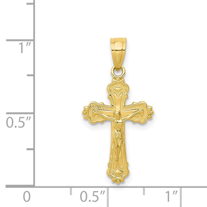 Million Charms 10K Yellow Gold Themed Relgious Crucifix Pendant