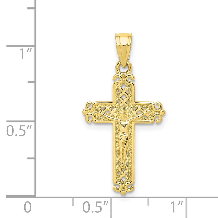 Million Charms 10K Yellow Gold Themed Relgious Crucifix Pendant