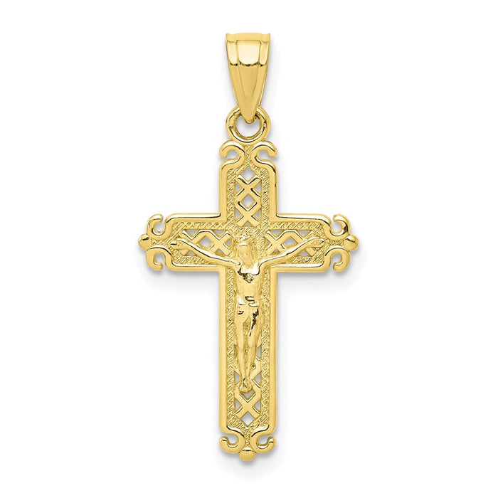 Million Charms 10K Yellow Gold Themed Relgious Crucifix Pendant