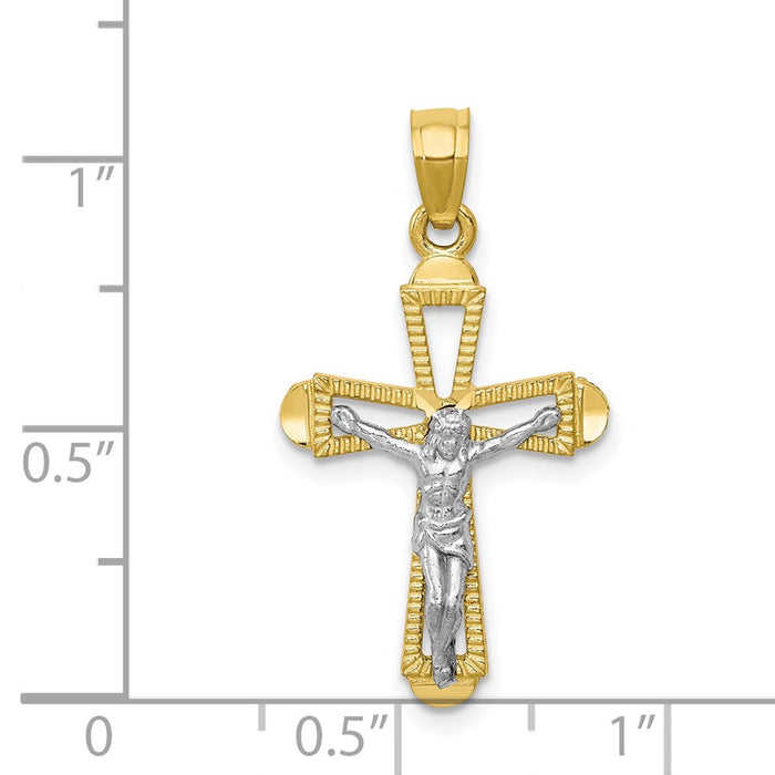 Million Charms 10K Yellow Gold Themed, Rhodium-plated Relgious Crucifix Pendant