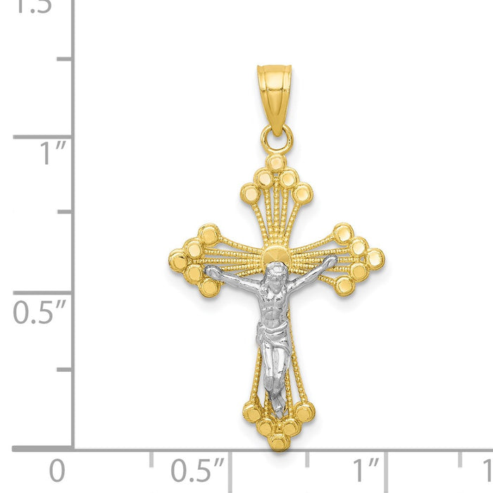 Million Charms 10K Yellow Gold Themed, Rhodium-plated Relgious Crucifix Pendant