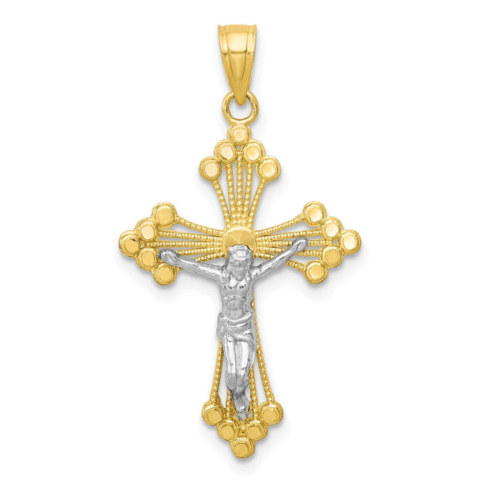 Million Charms 10K Yellow Gold Themed, Rhodium-plated Relgious Crucifix Pendant