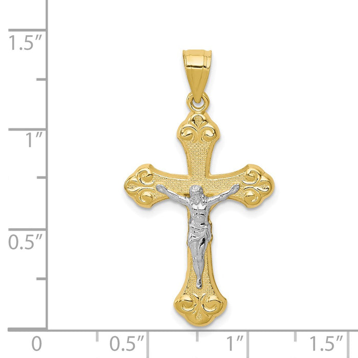 Million Charms 10K Yellow Gold Themed, Rhodium-plated Relgious Crucifix Pendant