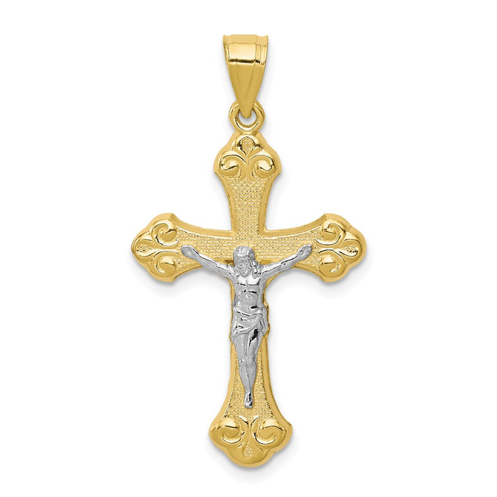 Million Charms 10K Yellow Gold Themed, Rhodium-plated Relgious Crucifix Pendant