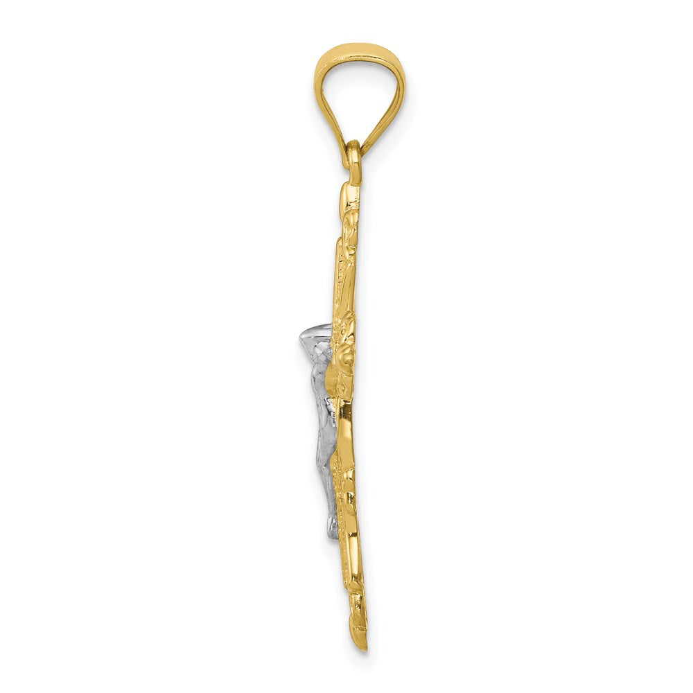 Million Charms 10K Yellow Gold Themed, Rhodium-plated Relgious Crucifix Pendant