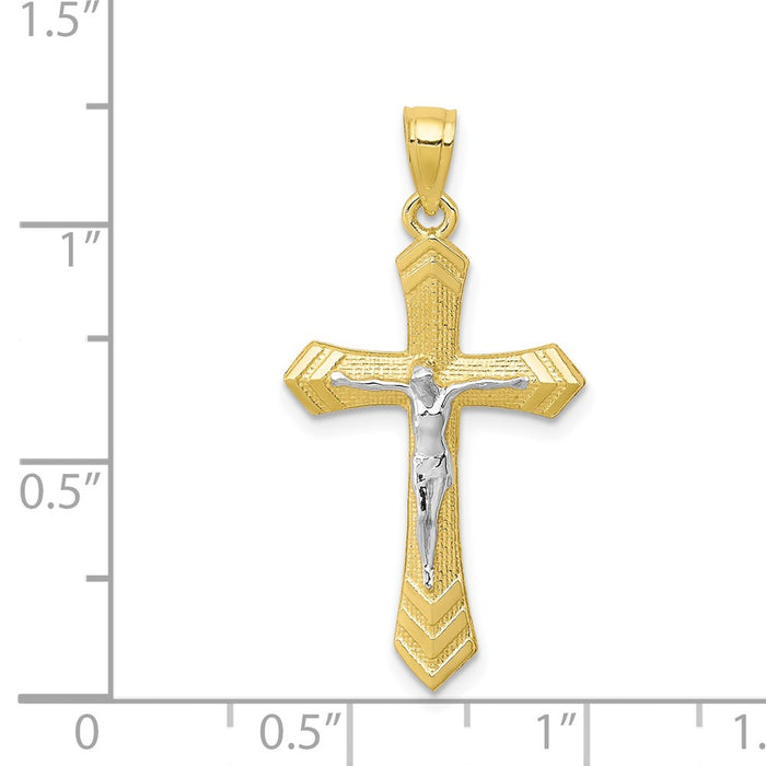 Million Charms 10K Yellow Gold Themed, Rhodium-plated Passion Relgious Crucifix Pendant