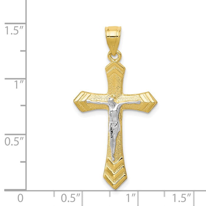 Million Charms 10K Yellow Gold Themed, Rhodium-plated Passion Relgious Crucifix Pendant