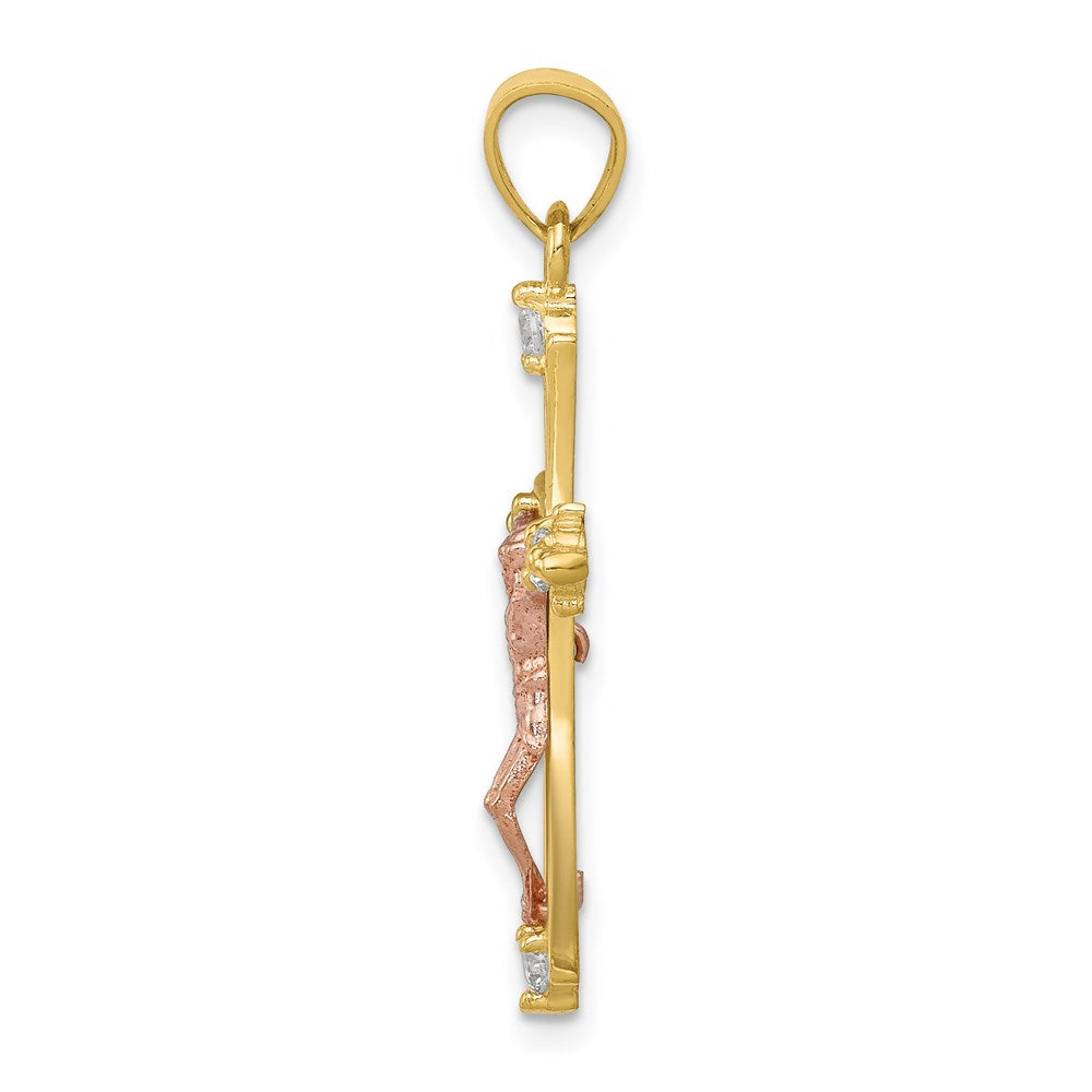 Million Charms 10K Two-Tone (Cubic Zirconia) CZ Relgious Crucifix Pendant