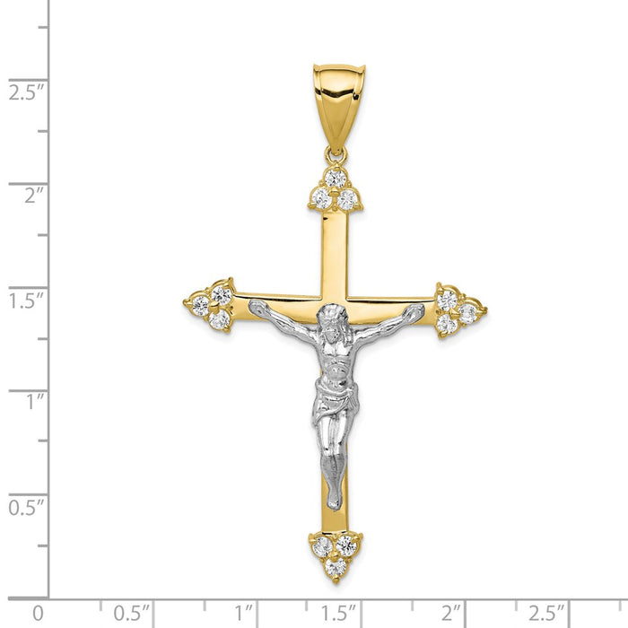 Million Charms 10K Yellow Gold Themed & Rhodium-plated (Cubic Zirconia) CZ Relgious Crucifix Pendant