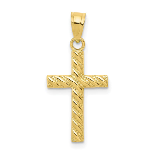 Million Charms 10K Yellow Gold Themed Relgious Cross Pendant