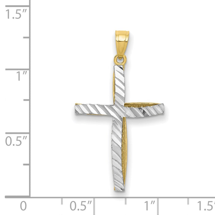 Million Charms 10K Yellow Gold Themed, Rhodium-plated Relgious Cross Pendant