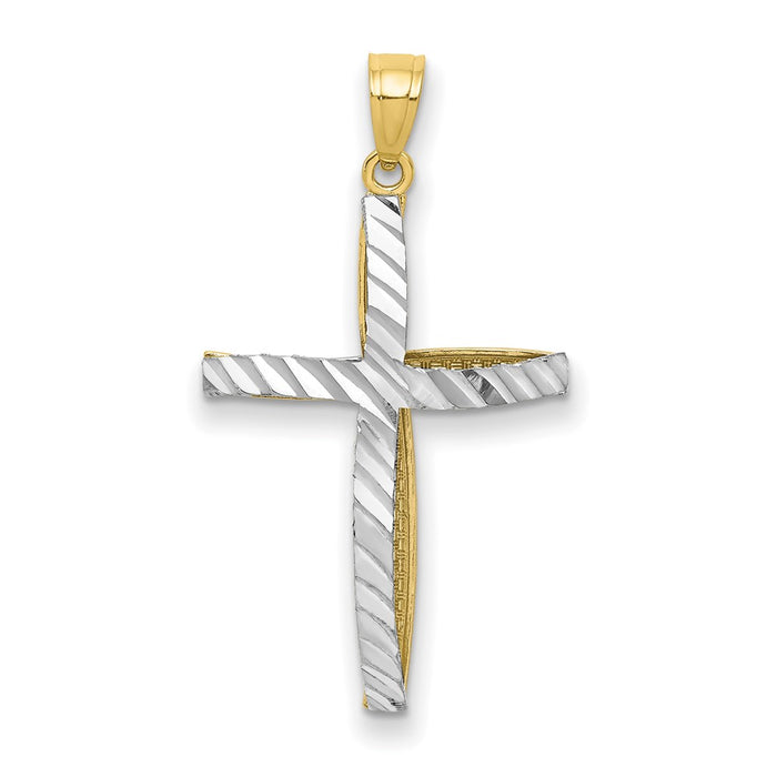 Million Charms 10K Yellow Gold Themed, Rhodium-plated Relgious Cross Pendant