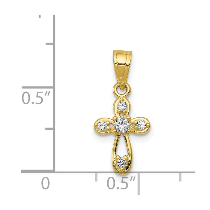 Million Charms 10K Yellow Gold Themed Small (Cubic Zirconia) CZ Relgious Cross Pendant