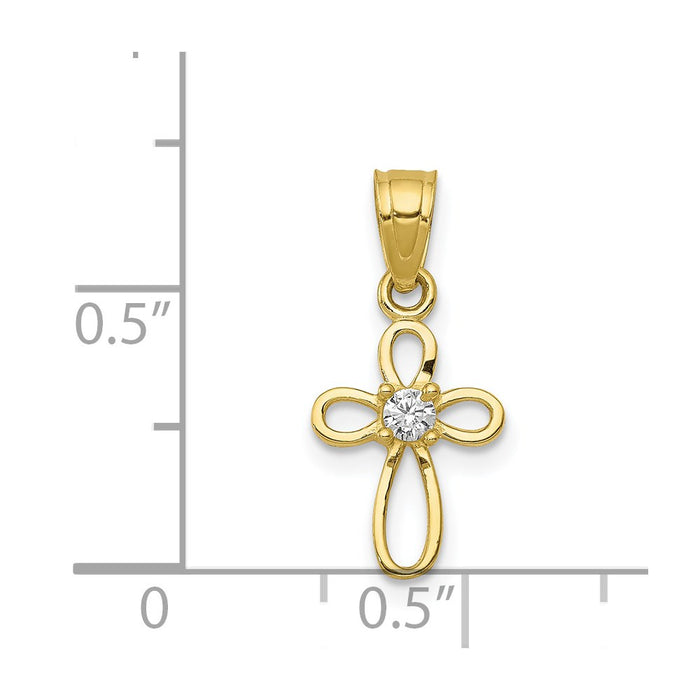 Million Charms 10K Yellow Gold Themed Small (Cubic Zirconia) CZ Relgious Cross Pendant