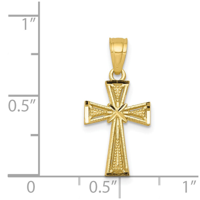 Million Charms 10K Yellow Gold Themed Relgious Cross Pendant