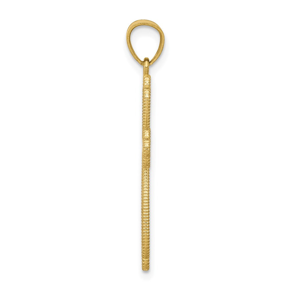Million Charms 10K Yellow Gold Themed, Rhodium-plated Diamond-Cut Relgious Cross Pendant