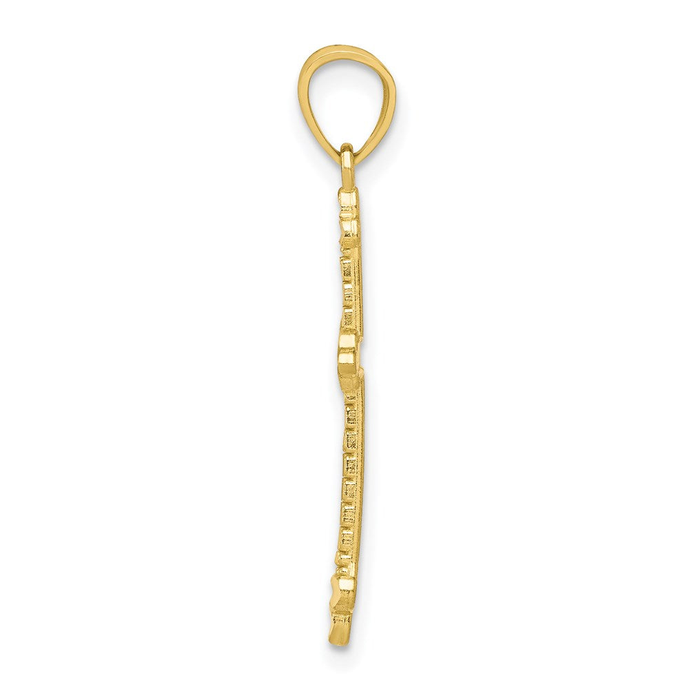 Million Charms 10K Yellow Gold Themed Budded Relgious Cross Pendant