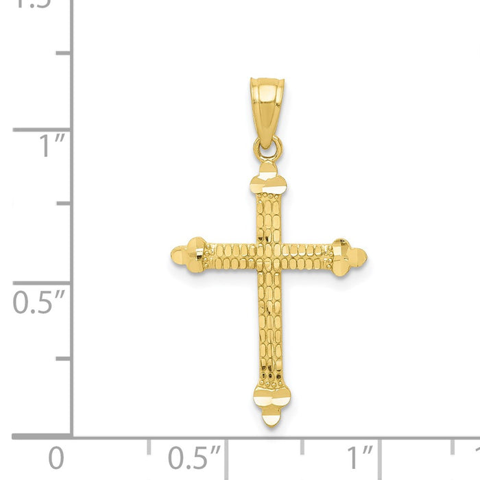 Million Charms 10K Yellow Gold Themed Budded Relgious Cross Pendant