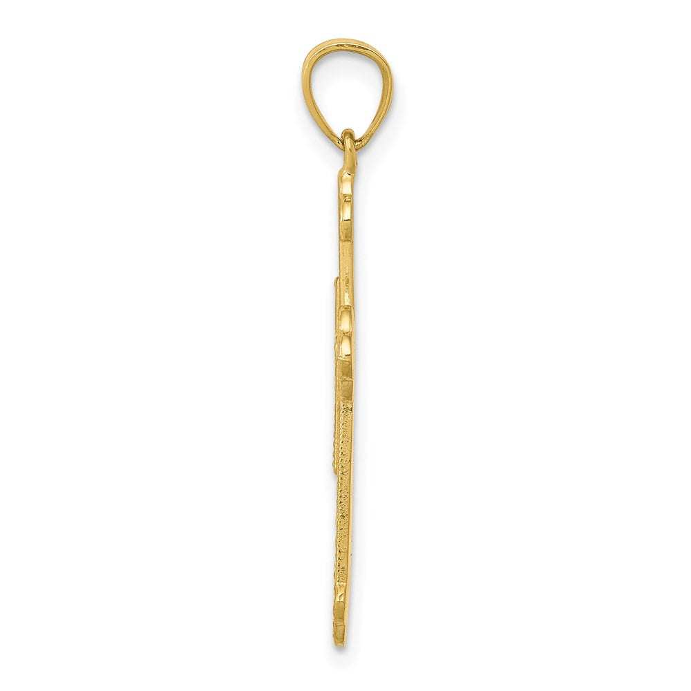 Million Charms 10K Yellow Gold Themed Budded Relgious Cross Pendant