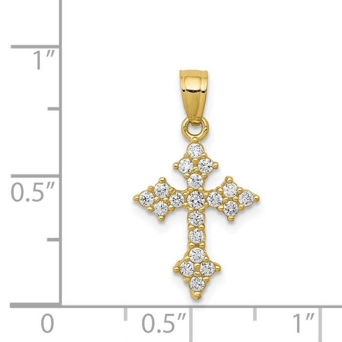 Million Charms 10K Yellow Gold Themed (Cubic Zirconia) CZ Passion Relgious Cross Pendant