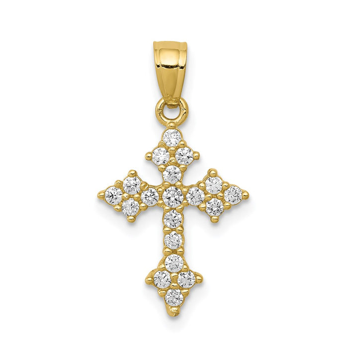 Million Charms 10K Yellow Gold Themed (Cubic Zirconia) CZ Passion Relgious Cross Pendant