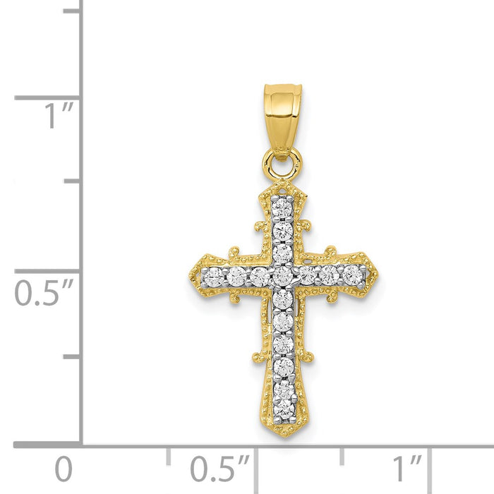 Million Charms 10K Yellow Gold Themed (Cubic Zirconia) CZ Relgious Cross Pendant