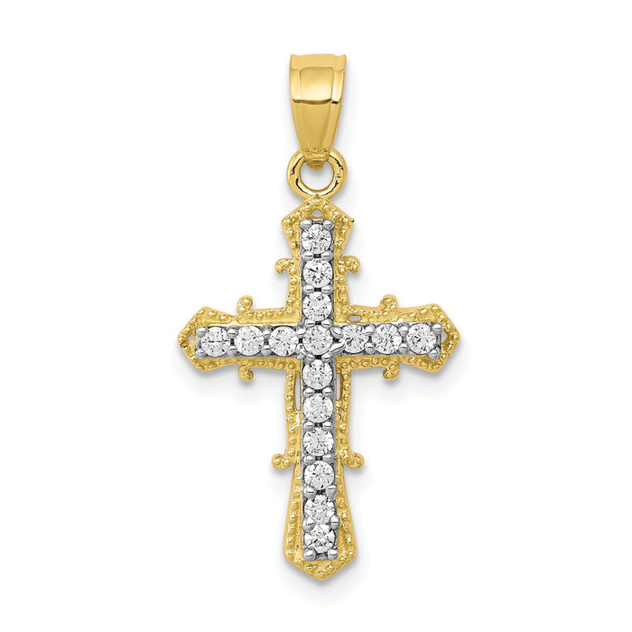 Million Charms 10K Yellow Gold Themed (Cubic Zirconia) CZ Relgious Cross Pendant