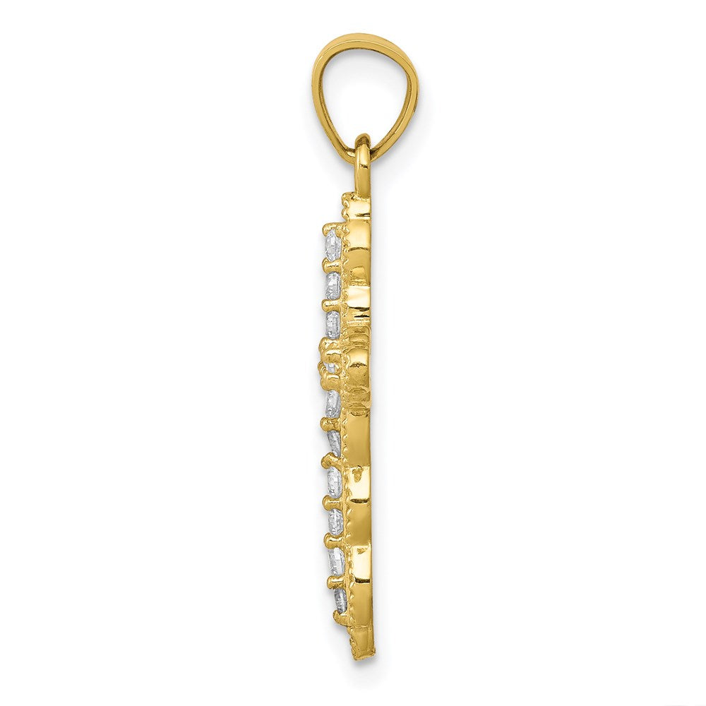 Million Charms 10K Yellow Gold Themed (Cubic Zirconia) CZ Filigree Relgious Cross Pendant